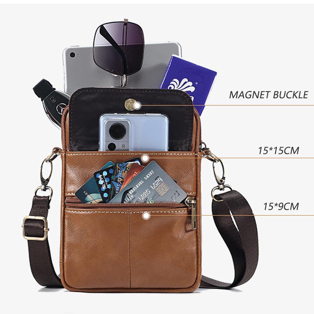 Genuine leather men's crossbody bag oiled wax leather Satchel… - V462-FB-90-01
