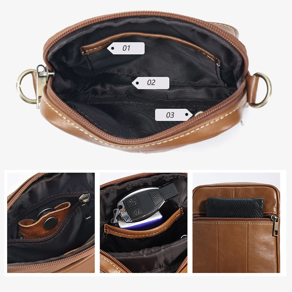 Genuine leather men's crossbody bag oiled wax leather Satchel… - V462-FB-90-03