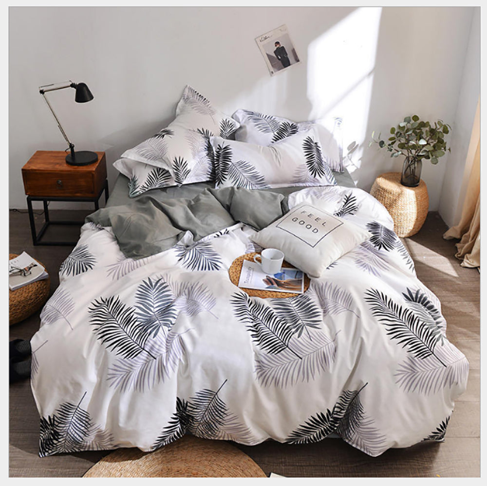 Palm Leaves Pattern Aloe Cotton Flat Sheet Quilt Cover… - V462-H-05-06