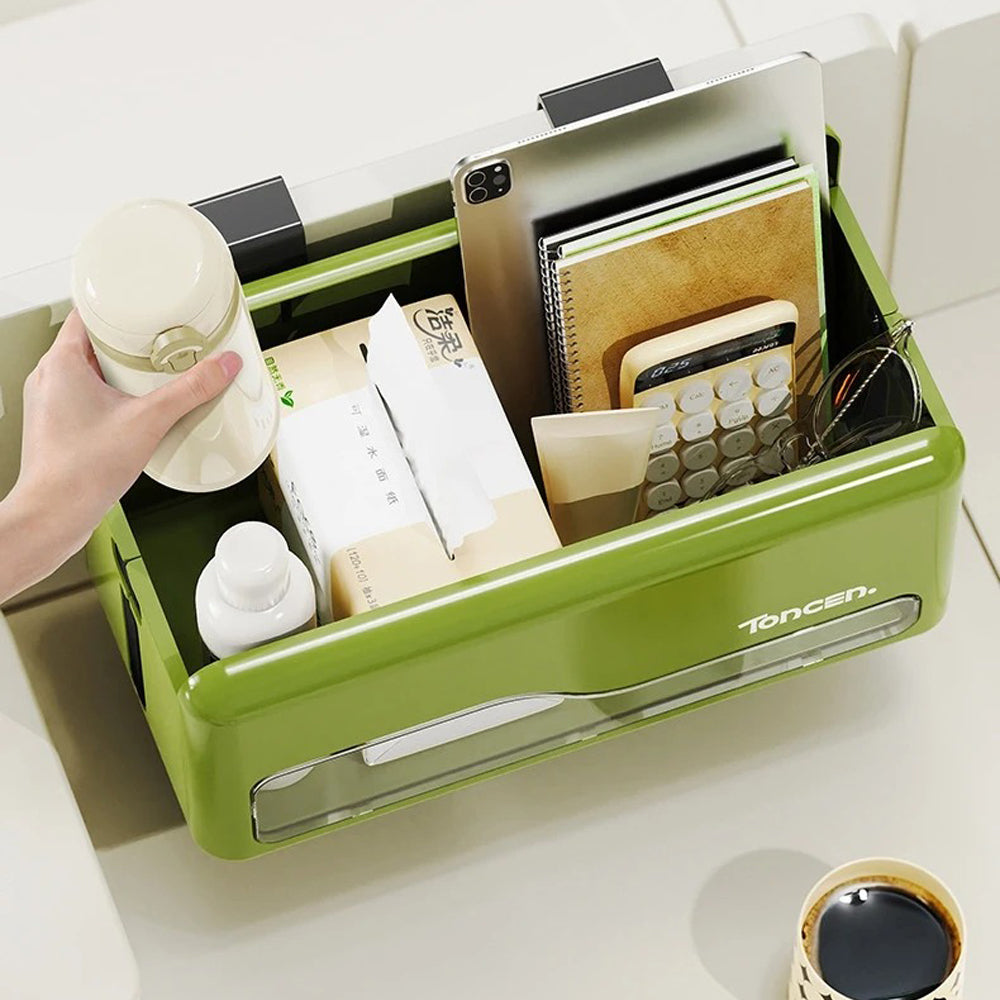 Foldable Hanging Storage Box No Drilling Required - mounted Organizer (Green)