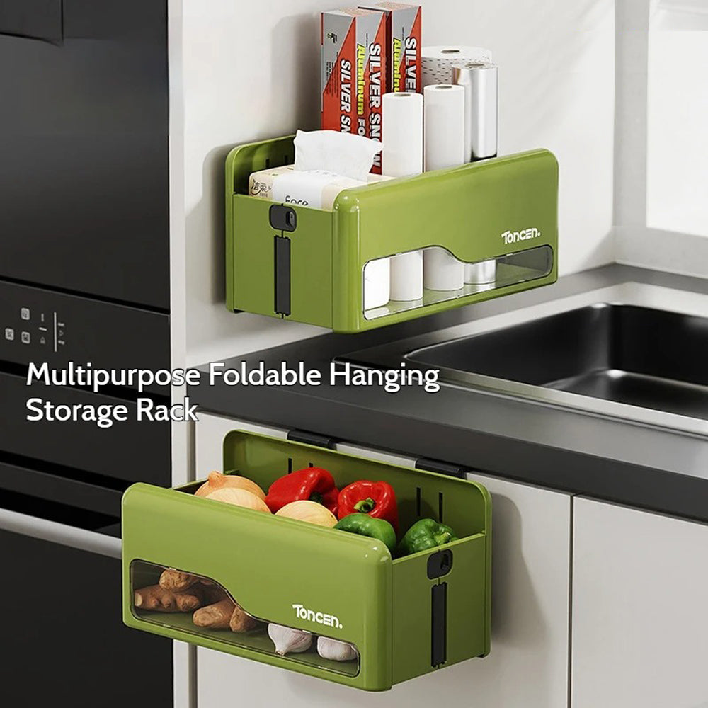 Foldable Hanging Storage Box No Drilling Required - mounted Organizer (White)