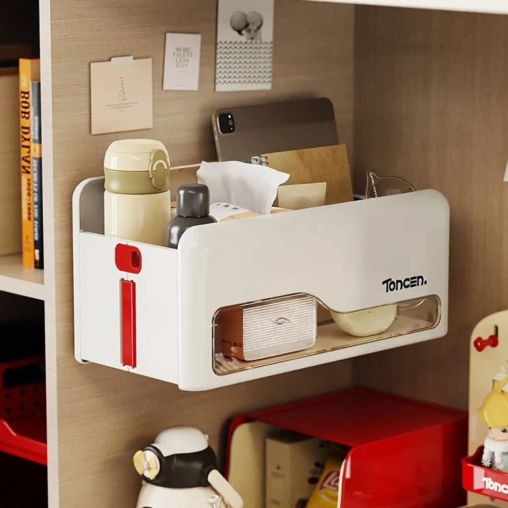 Foldable Hanging Storage Box No Drilling Required - mounted Organizer (Red)