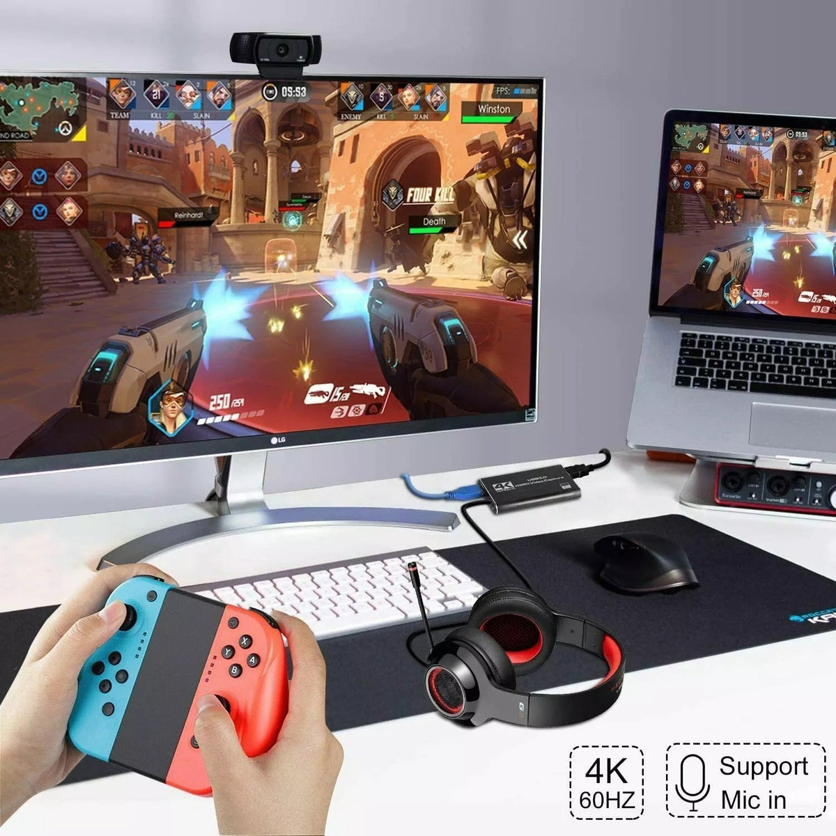 4K 1080P 60FPS HDMI to USB 3.0 Video Capture Card For PS4/PC/OBS Nintendo