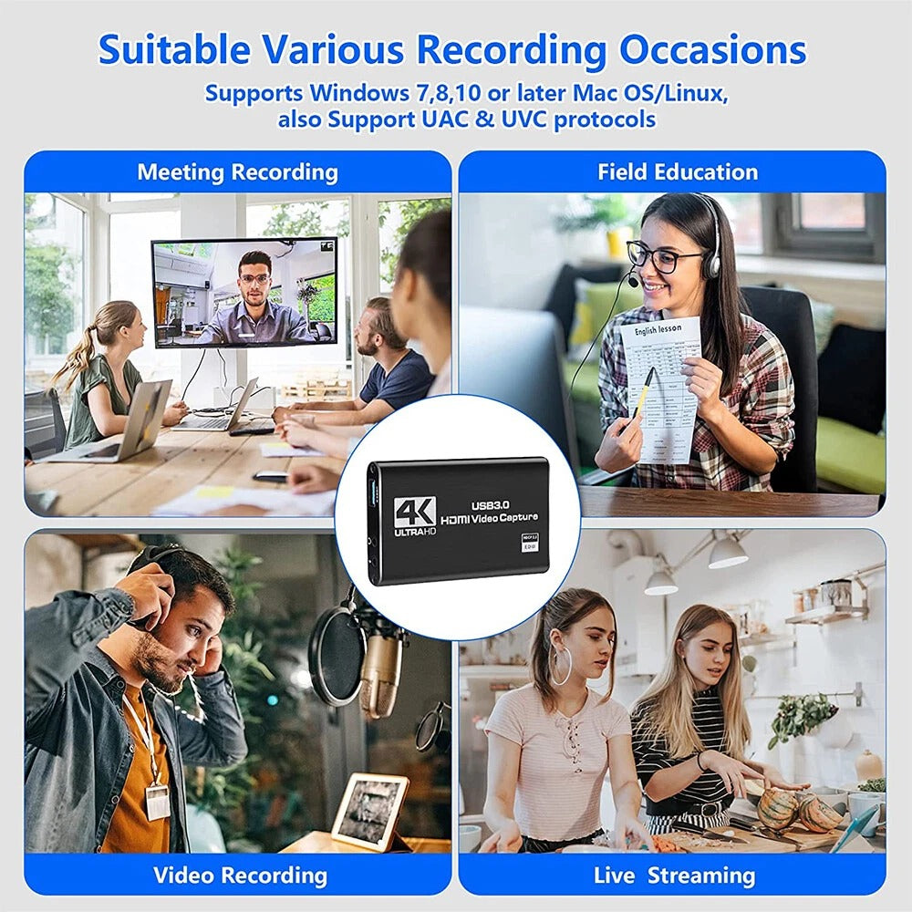 4K 1080P 60FPS HDMI to USB 3.0 Video Capture Card For PS4/PC/OBS Nintendo