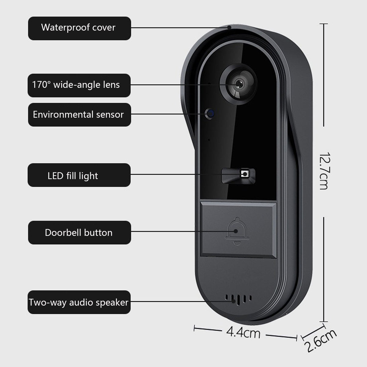 Smart Wireless Video Doorbell with 4.3" Screen HD 8MP Camera - Way Audio IP65