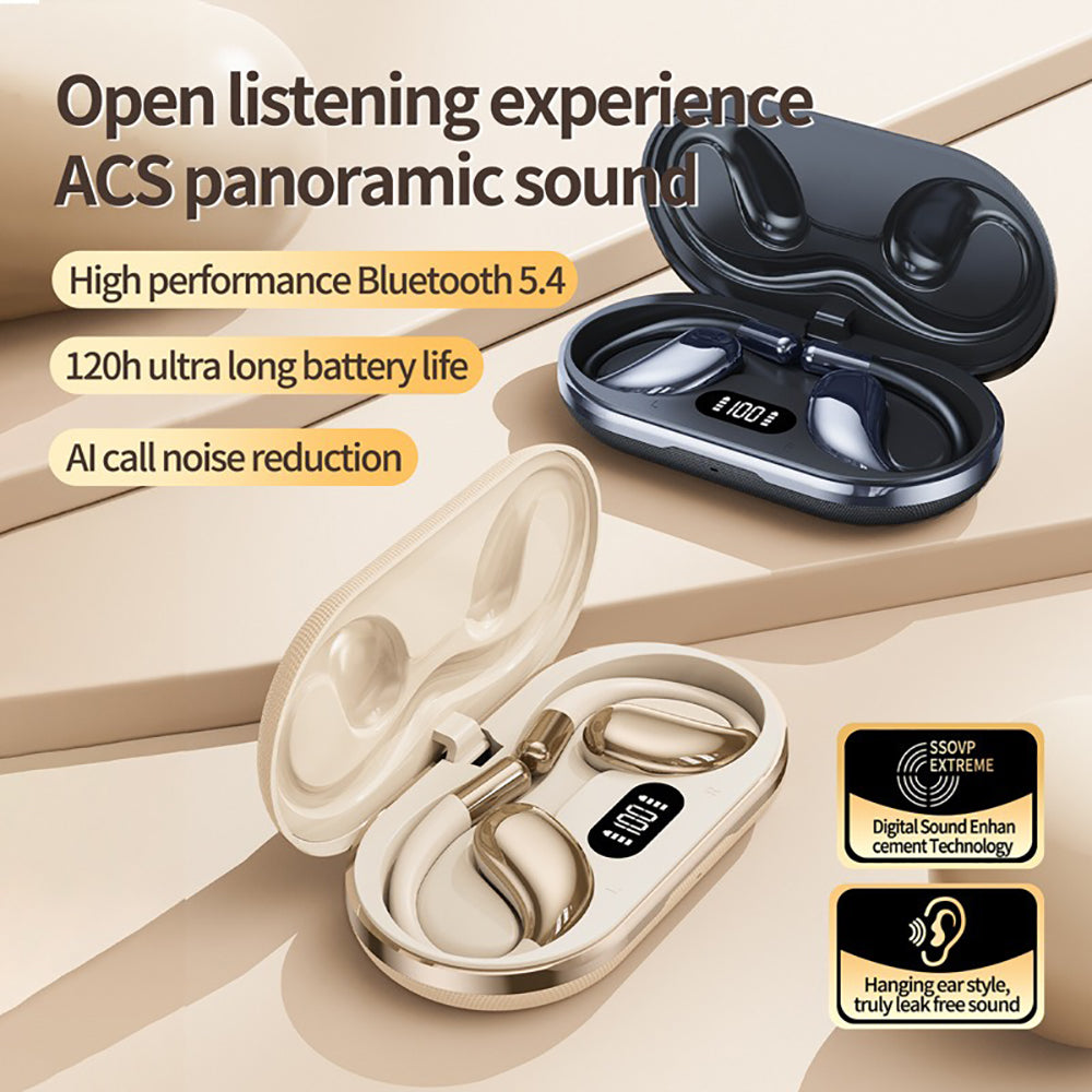 Wireless Earhook Sports Headphones Open - Ear - Resistant Earphones (Beige)