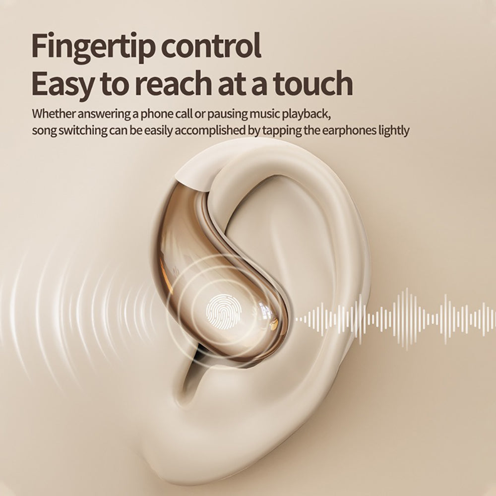 Wireless Earhook Sports Headphones Open - Ear - Resistant Earphones (Beige)