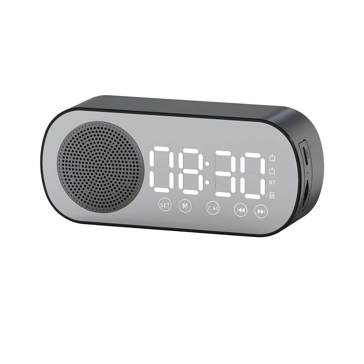 Wireless Bluetooth Speaker Alarm Clock Music Radio - Free Calling (Black)