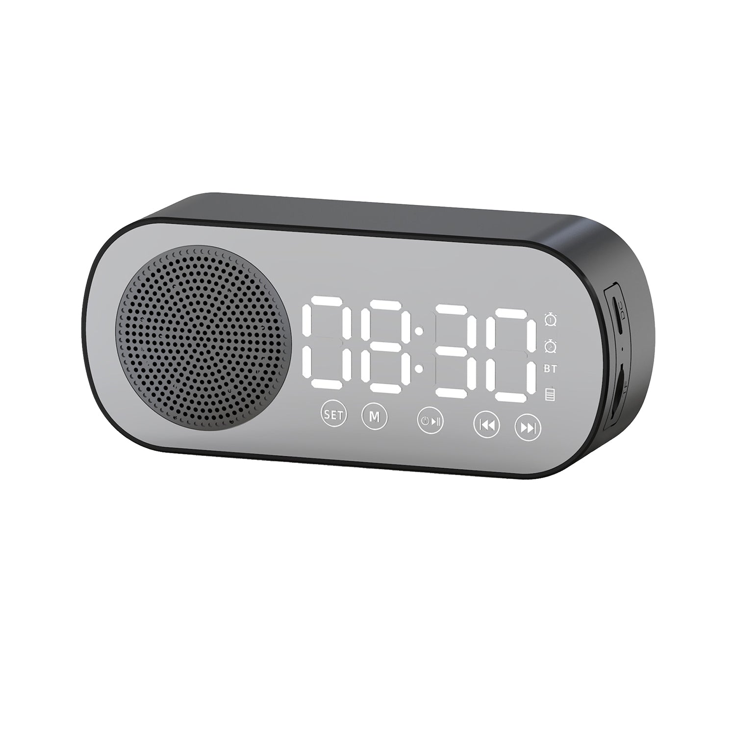 Wireless Bluetooth Speaker Alarm Clock Music Radio - Free Calling (Black)