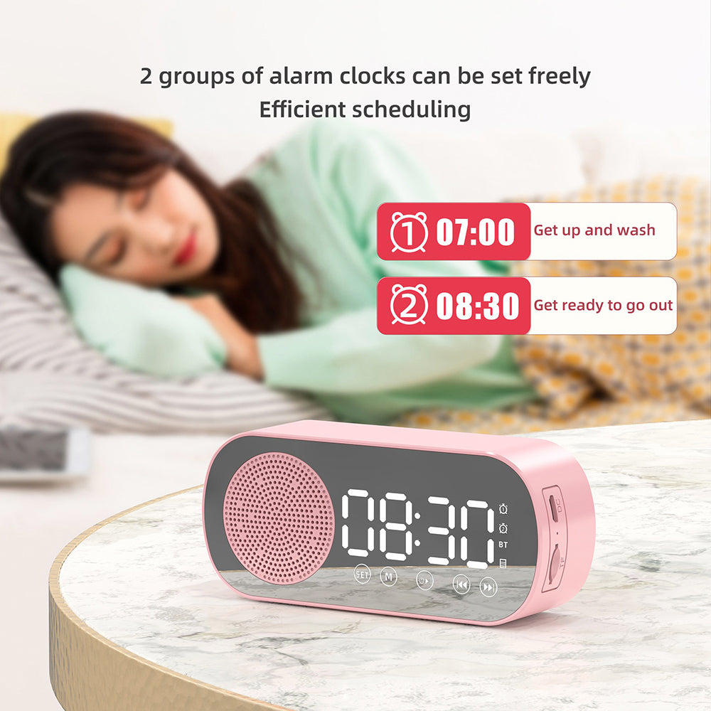 Wireless Bluetooth Speaker Alarm Clock Music Radio - Free Calling (Black)