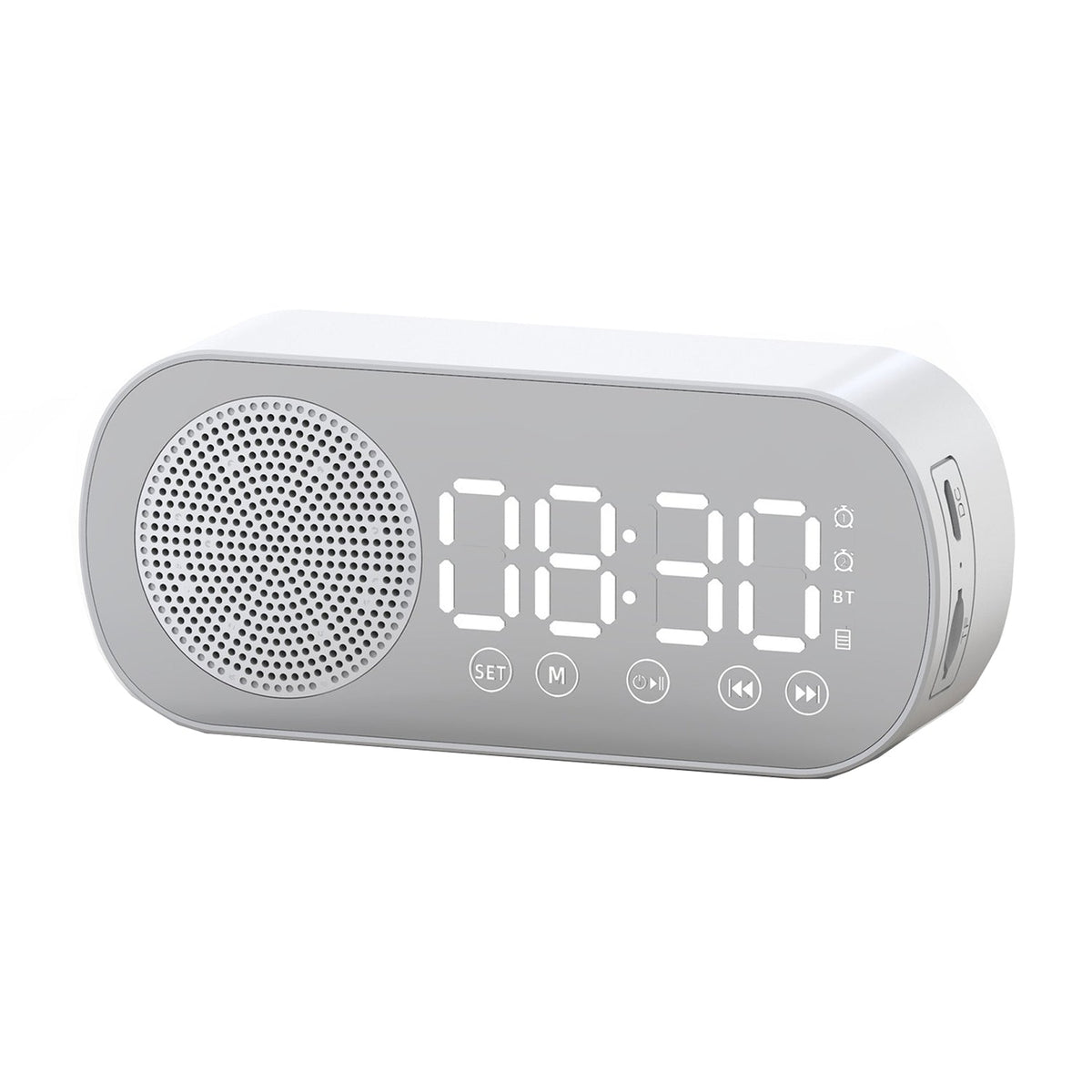 Wireless Bluetooth Speaker Alarm Clock Music Radio - Free Calling (White)
