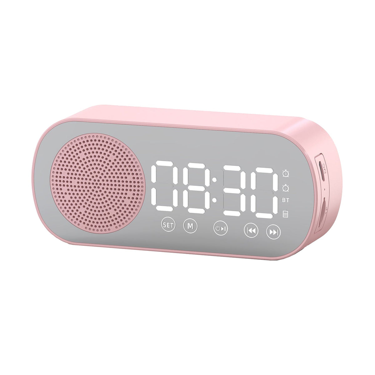 Wireless Bluetooth Speaker Alarm Clock Music Radio - Free Calling (Pink)