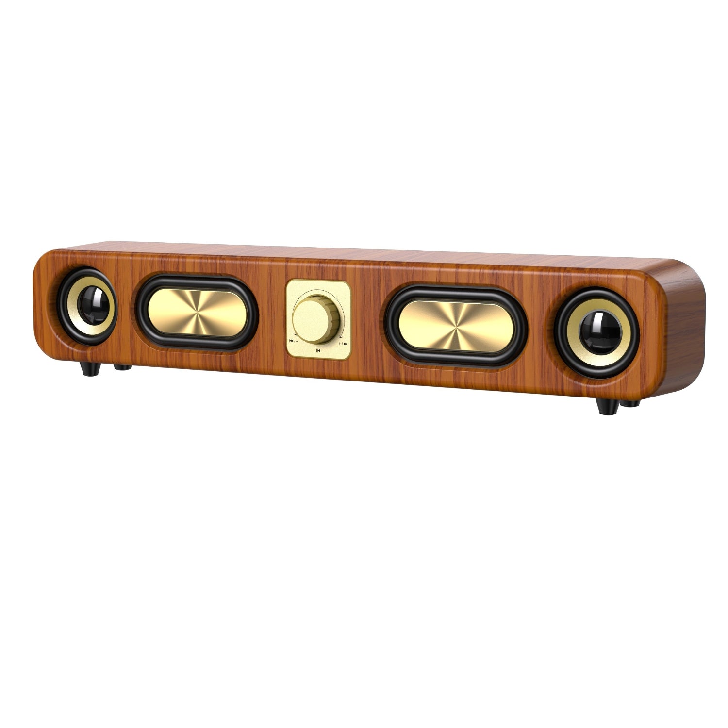 Retro Wood Grain Wireless Bluetooth Speaker Soundbar Deep Bass USB/TF/AUX