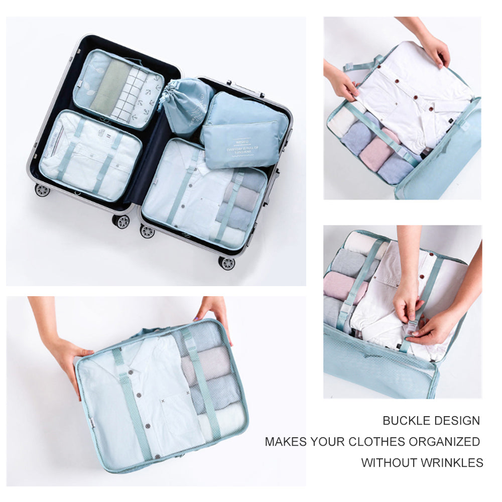 6 Pcs Waterproof Compression Packing Cubes Large Travel Luggage… - V462-T-17-01