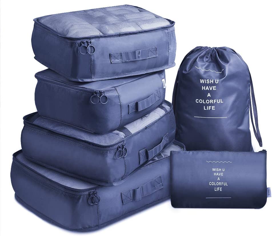 6 Pcs Waterproof Compression Packing Cubes Large Travel Luggage… - V462-T-17-02