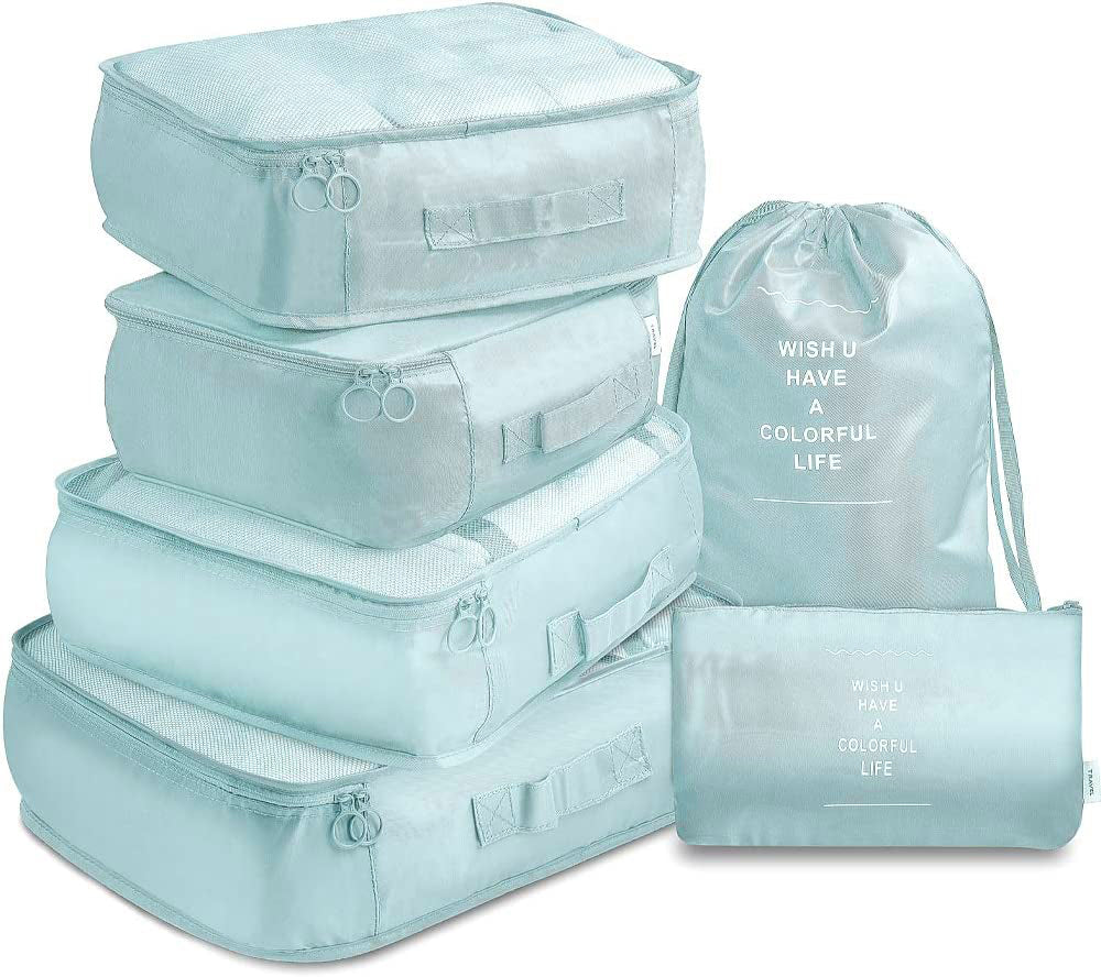 6 Pcs Waterproof Compression Packing Cubes Large Travel Luggage… - V462-T-17-04