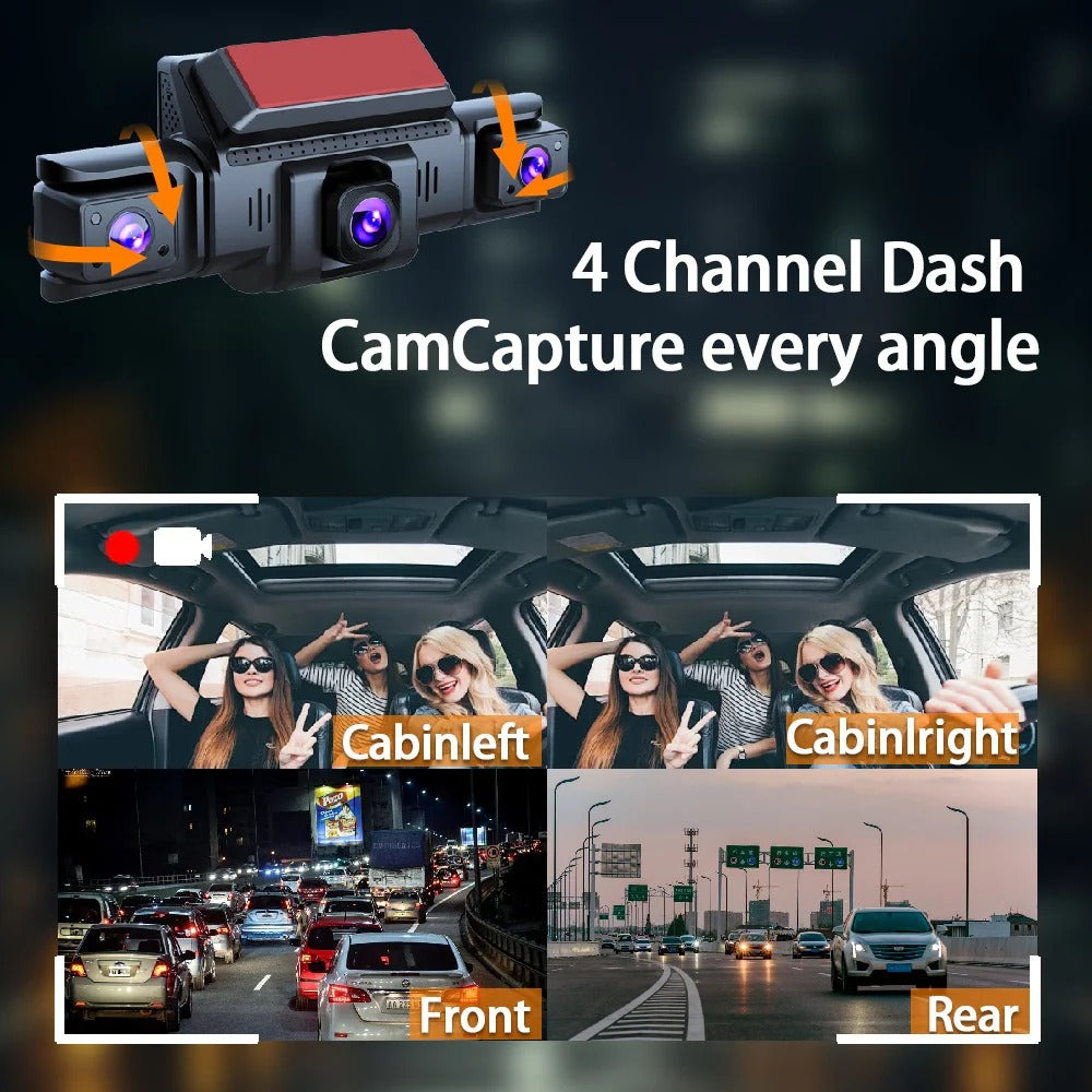 4 Channel 5G WiFi Dashcam FHD 1080P 170～ Wide Angle G - Sensor with 64GB Card