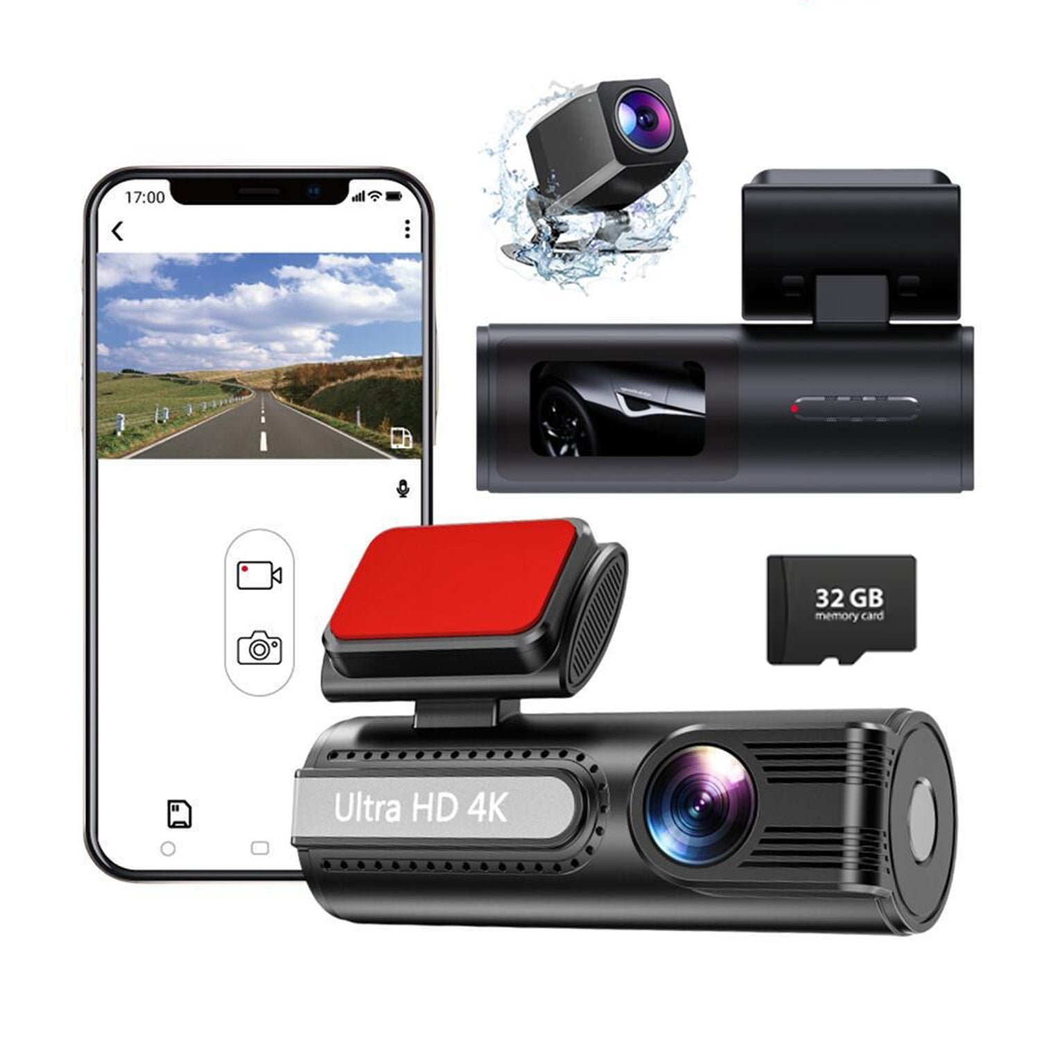 4K WiFi Car Dash Cam Dual Lens Wide Angle IPS Screen Night Vision Recording