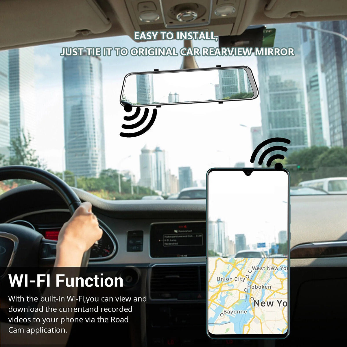 10§ 4K Mirror Dash Cam, 2K Rear Camera, WiFi GPS ADAS BSD, Stream Media, 64GB