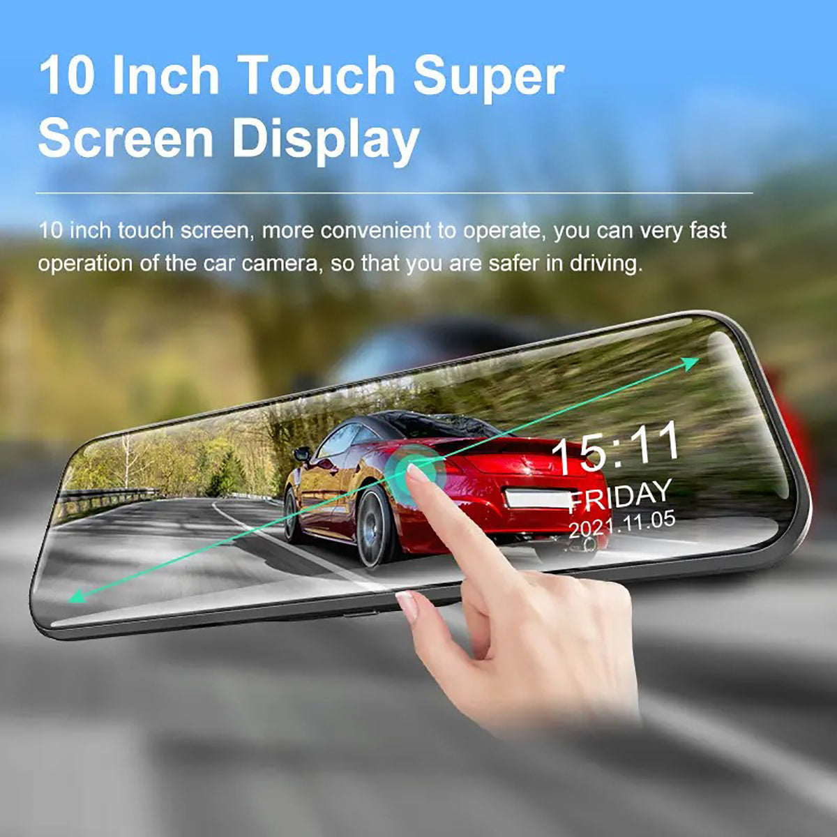 10§ 4K Mirror Dash Cam, 2K Rear Camera, WiFi GPS ADAS BSD, Stream Media, 64GB