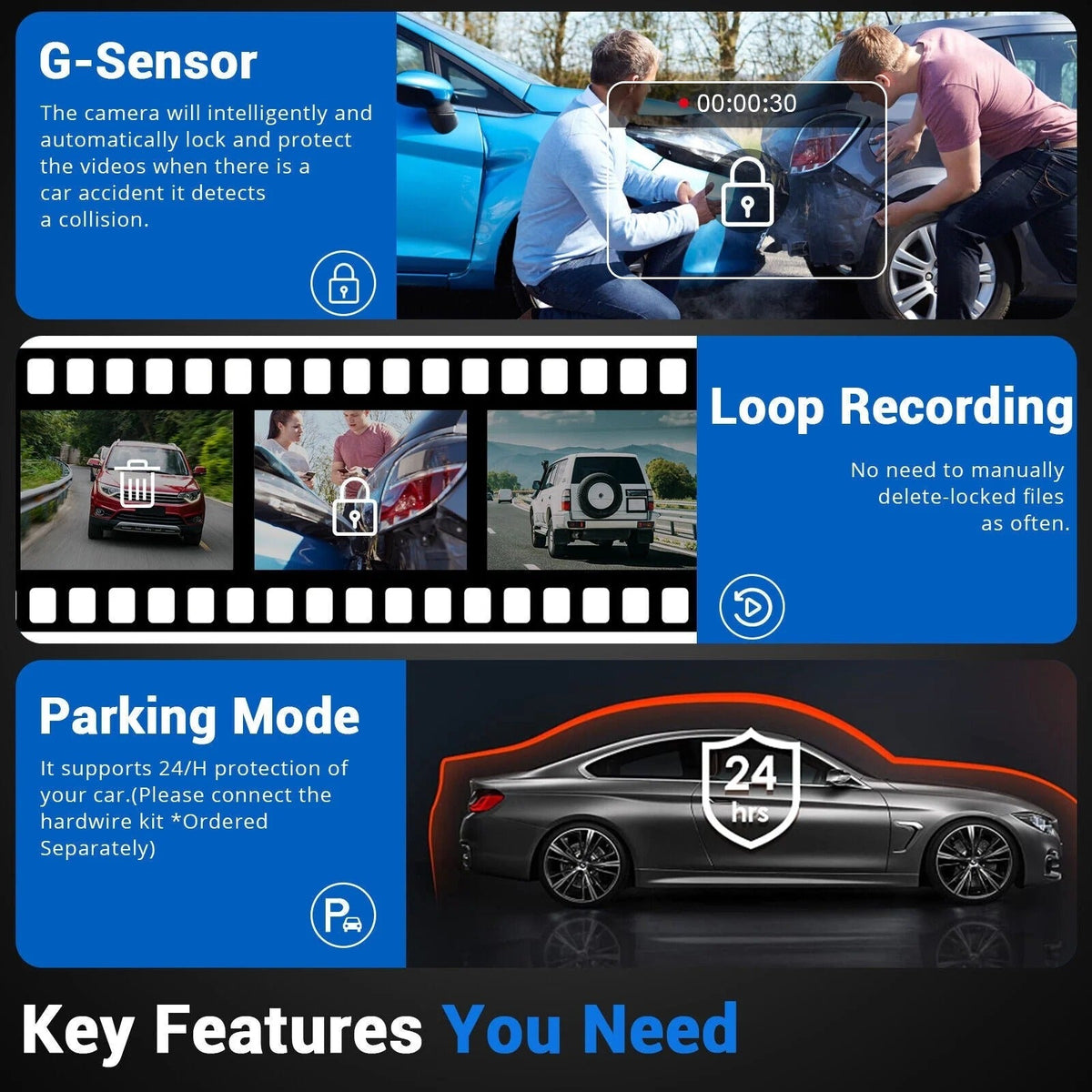 10§ 4K Mirror Dash Cam, 2K Rear Camera, WiFi GPS ADAS BSD, Stream Media, 64GB
