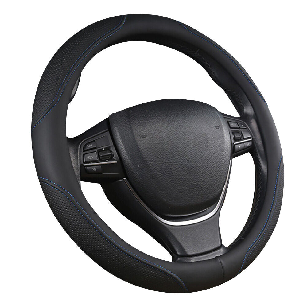Luxury Car 37 - 38cm Steering Wheel Cover PU Leather Non - slip - blue)