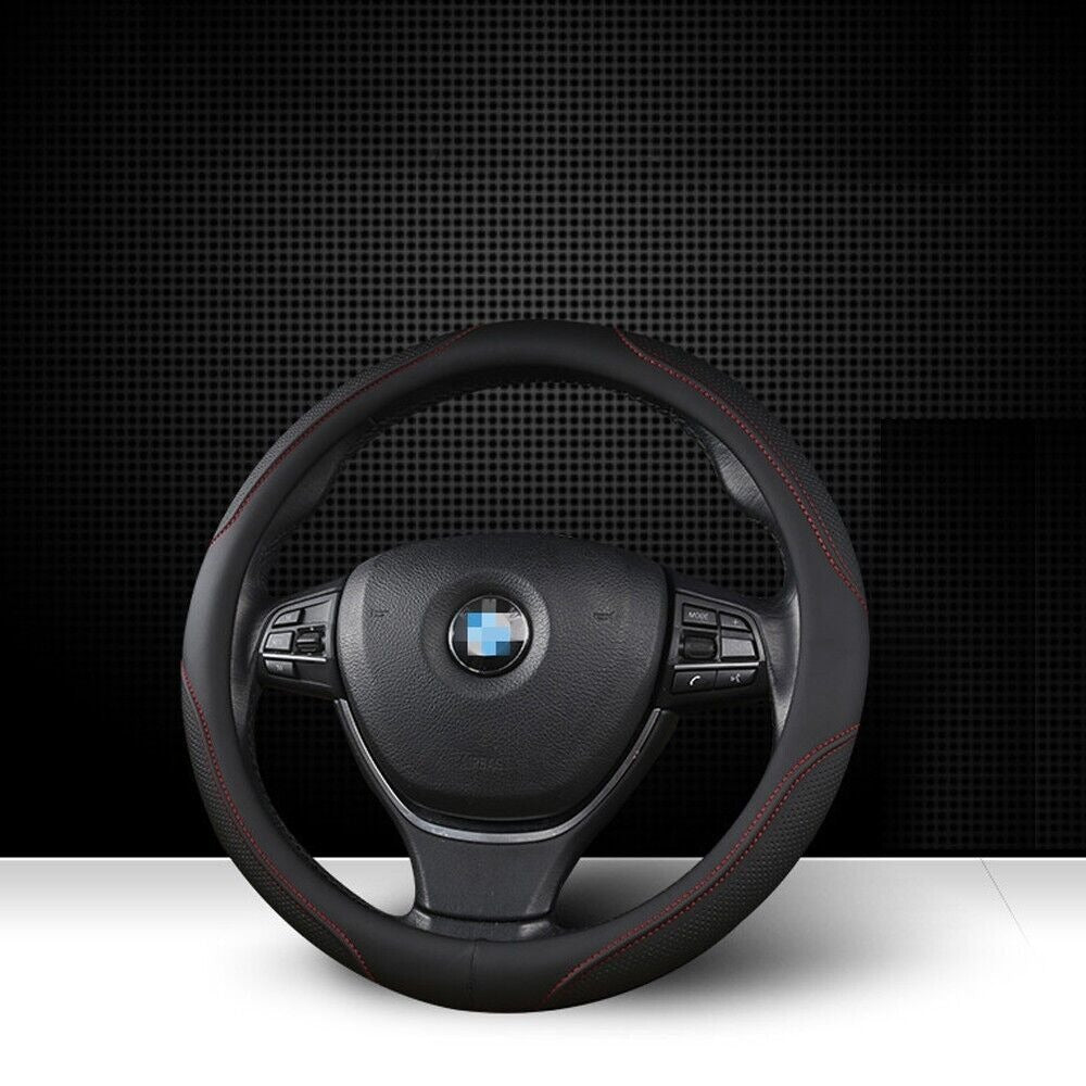 Luxury Car 37 - 38cm Steering Wheel Cover PU Leather - slip Breathable (Cream)
