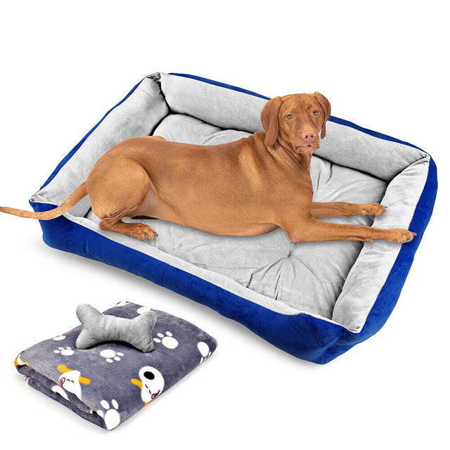 Vaka Navy Dog Bed Pet Cat Calming Floor Mat Sleeping - Washable - Large
