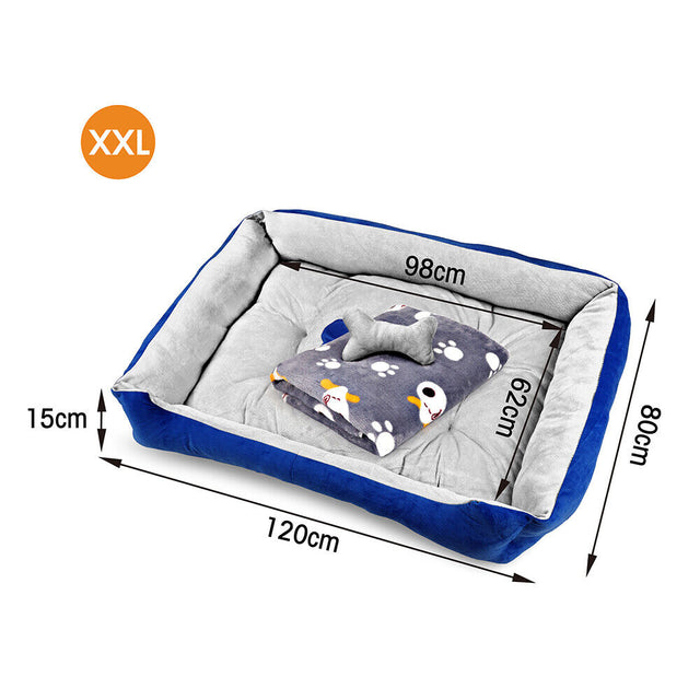 Vaka Navy Dog Bed Pet Cat Calming Floor Mat Sleeping - Washable - Model 29703
