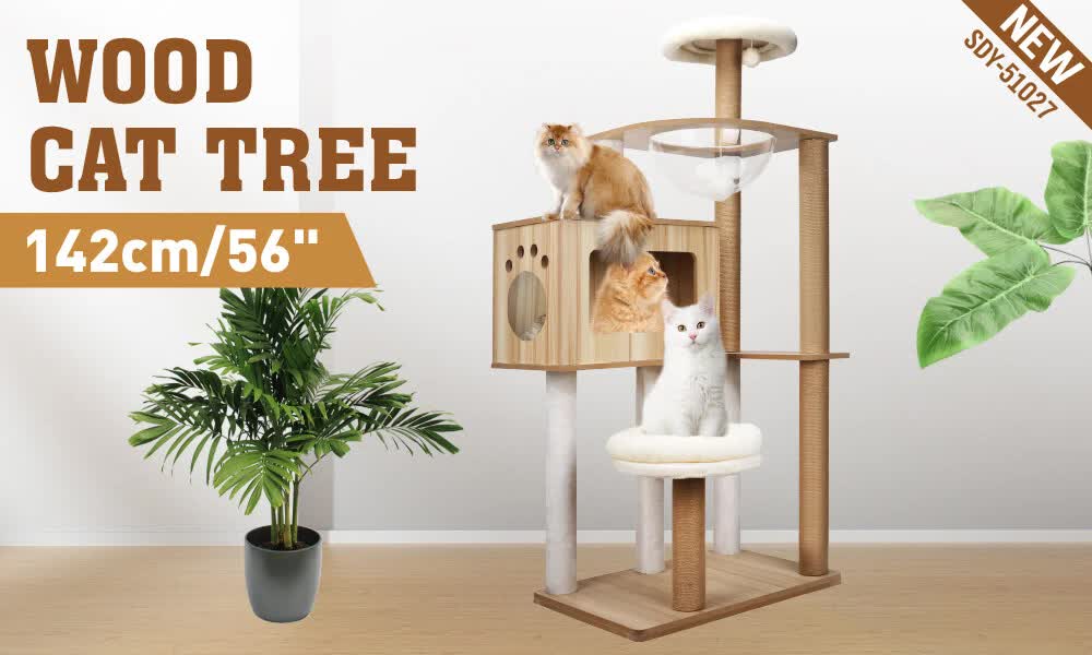 VaKa 1.42M Cat Tree Tower Scratching Post Scratcher Cats Condo - Condo House