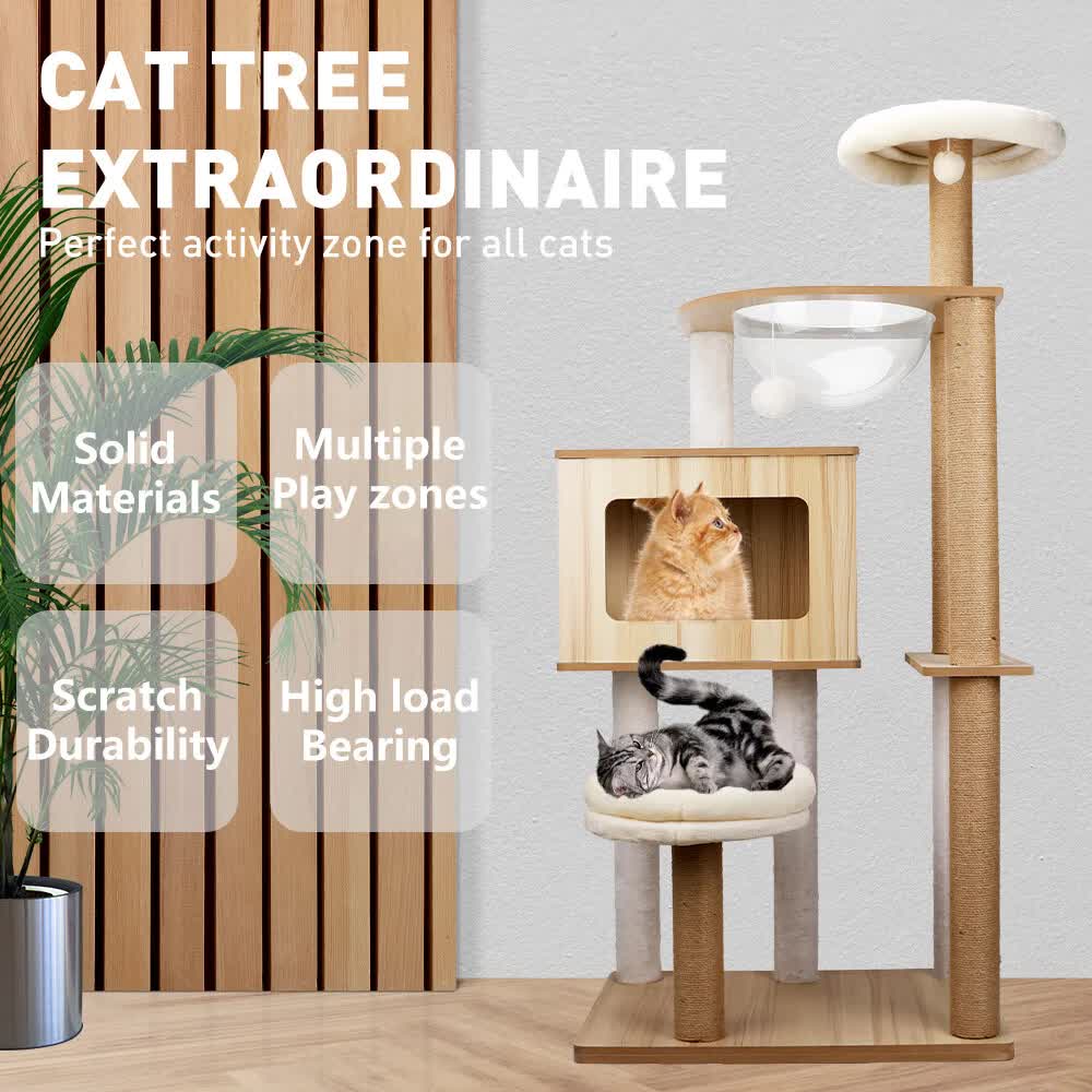 VaKa 1.42M Cat Tree Tower Scratching Post Scratcher Cats Condo - Condo House