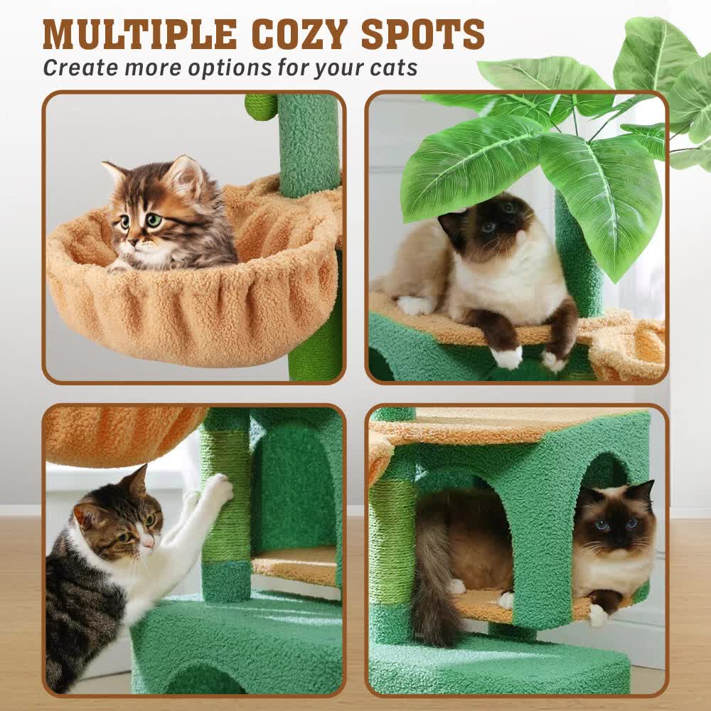 VaKa 1.1M Cat Tree Scratching Post Palm Tree Cat Post Dangling Balls Cat Toy