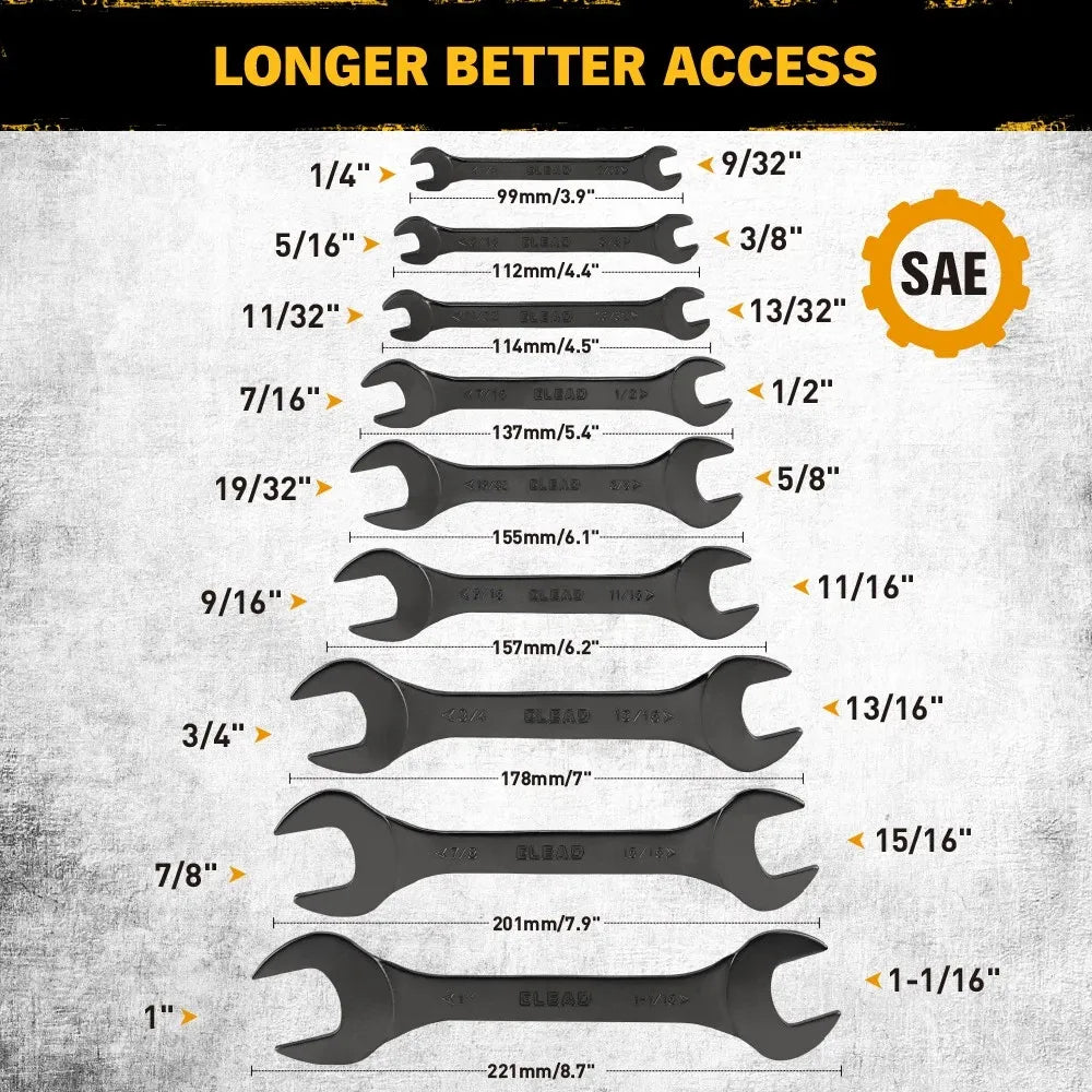 ELEAD 19Pcs 3mm Super Thin Wrench Set SAE Metric Chrome Vanadium Steel Tools