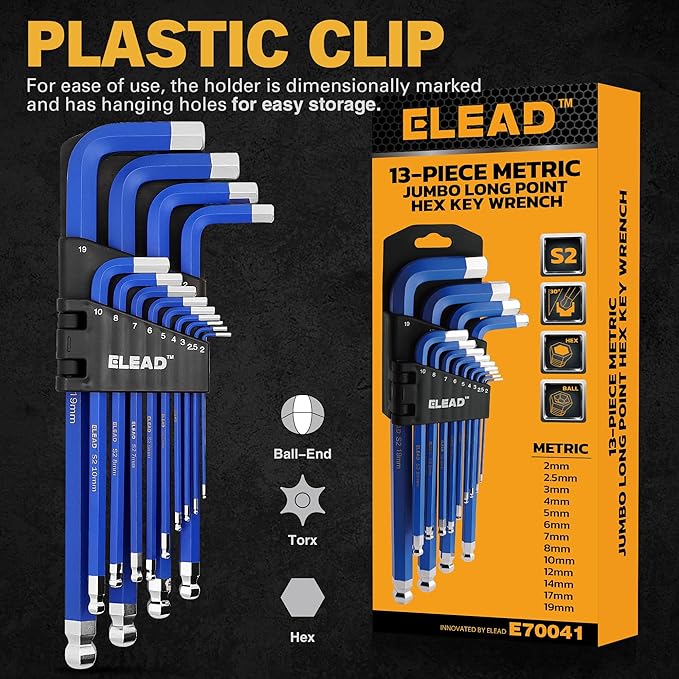 ELEAD Jumbo Hex Key Allen Wrench Set | 13-Piece Metric - | Professional Grade