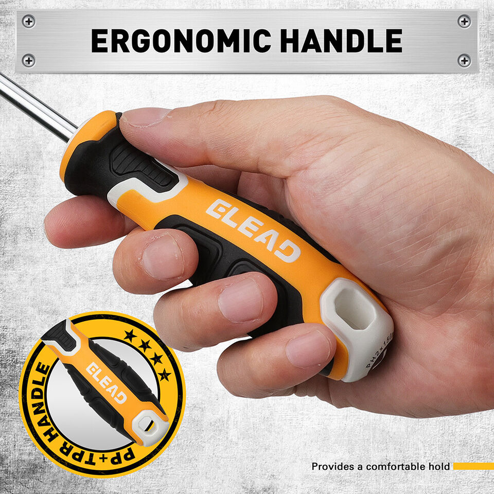 ELEAD 6Pcs Magnetic Screwdriver Set Phillips Slotted Non - Slip Handle Crv