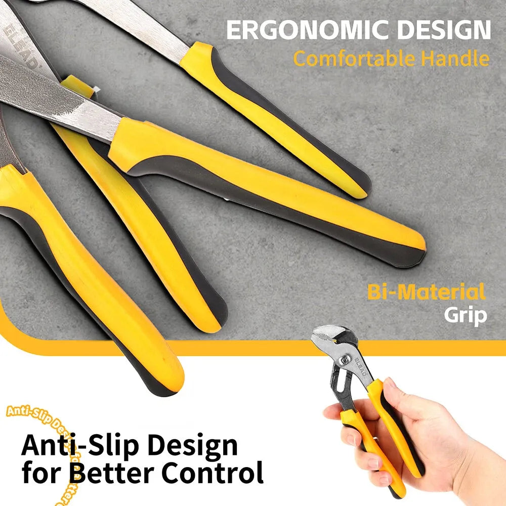 ELEAD 4Pcs Groove Joint Pliers Set Adjustable Water Pump Pliers with Tool Bag