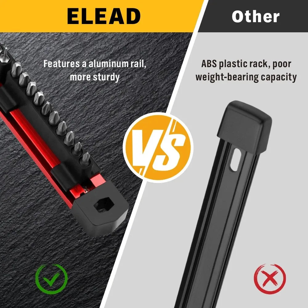 ELEAD 2Pcs Magnetic 1/4" Slidable Drill Bit Holder Screwdriver Organizer Garage