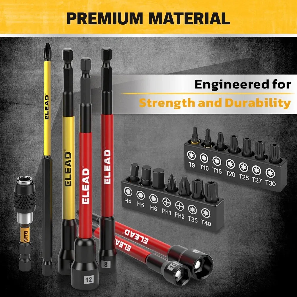 35Pcs Long Magnetic Nut Driver Bit Set Nut Driver Metric & SAE Screwdriver Bits
