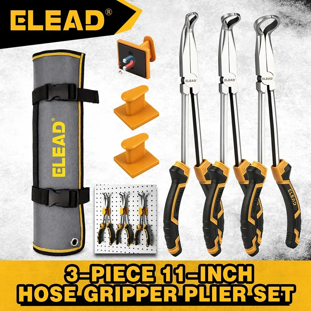 ELEAD 3PCS 11" Hose Gripper Pliers Long Reach Spark Plug Boot w/ Magnetic Racks