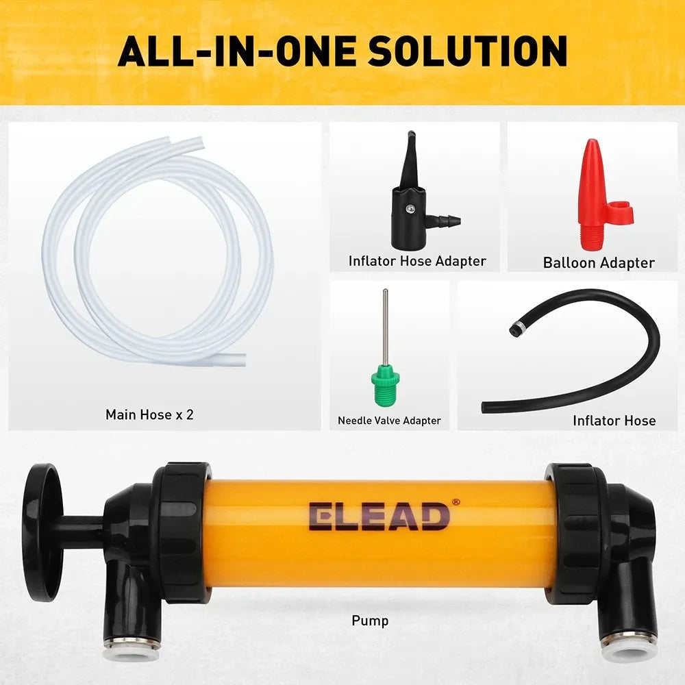 ELEAD Fuel Siphon Pump Oil Liquid Transfer Hand Pump Hose Kit Gas Air Manual
