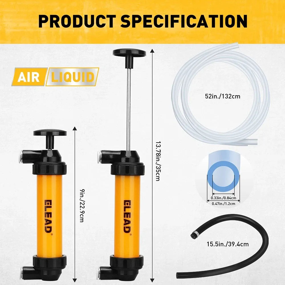ELEAD Fuel Siphon Pump Oil Liquid Transfer Hand Pump Hose Kit Gas Air Manual