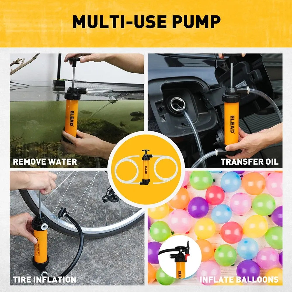 ELEAD Fuel Siphon Pump Oil Liquid Transfer Hand Pump Hose Kit Gas Air Manual