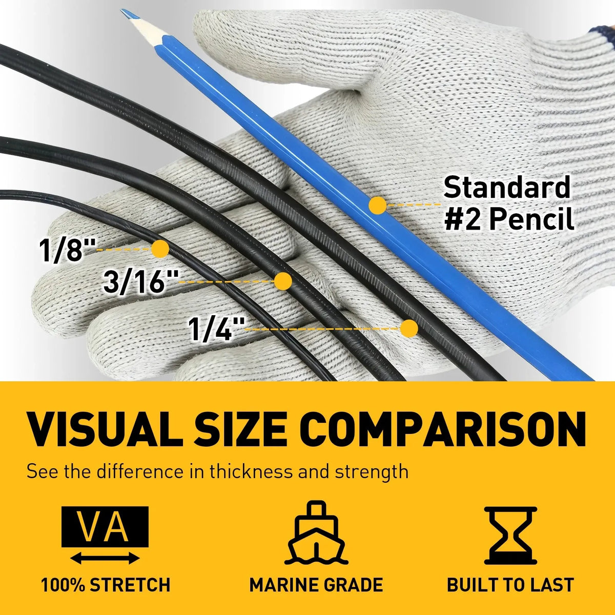 ELEAD 3/16" x 110FT Heavy Duty Bungee Cord Roll 5mm Marine Grade Shock Cord