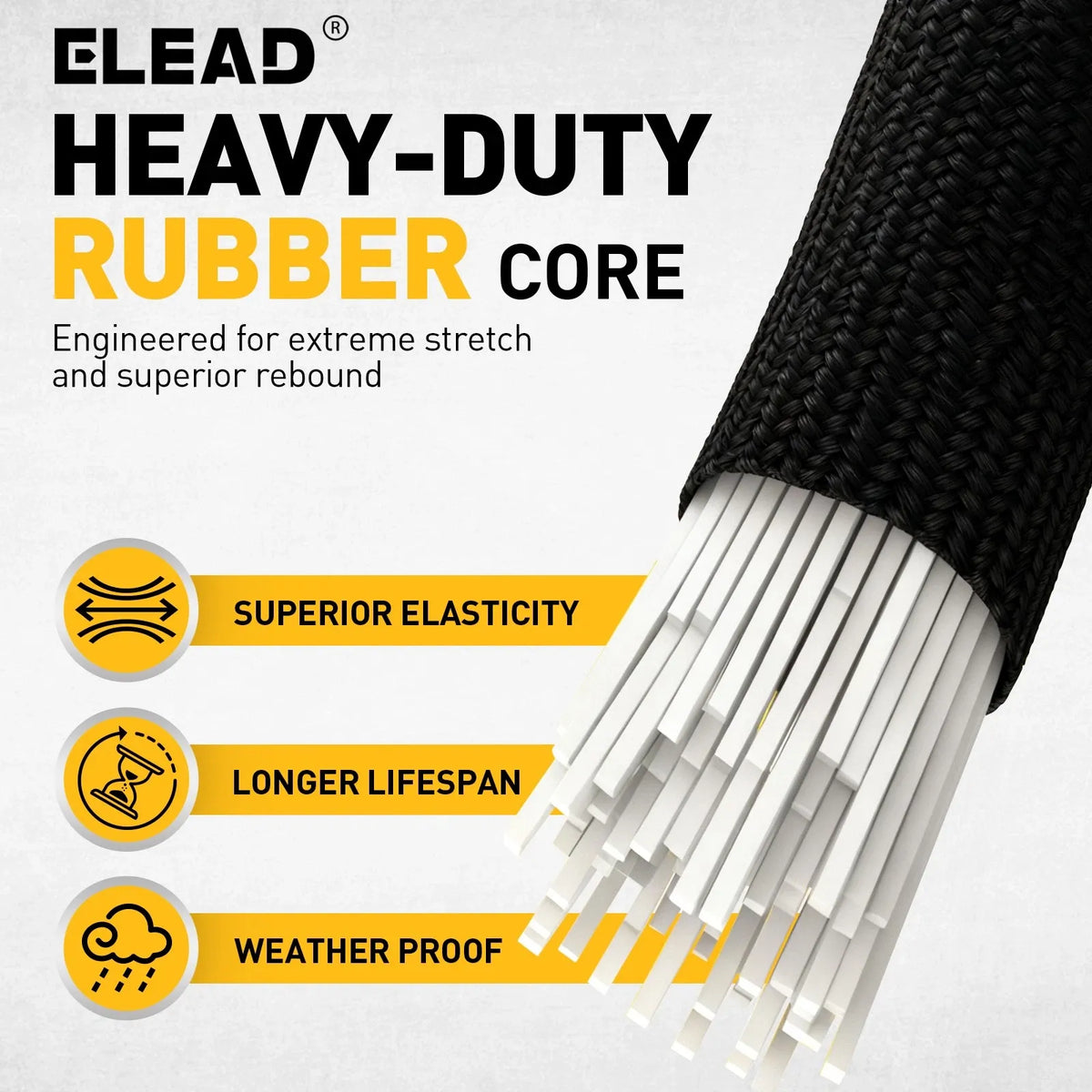 ELEAD 1/8" x 110FT Elastic Bungee Cord Roll 3mm Marine Grade Shock Cord 29lbs