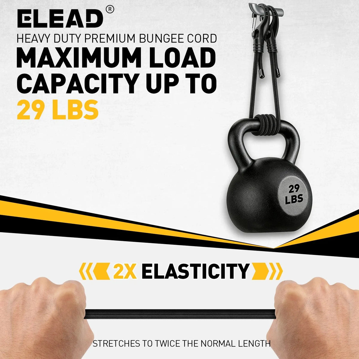 ELEAD 1/8" x 110FT Elastic Bungee Cord Roll 3mm Marine Grade Shock Cord 29lbs
