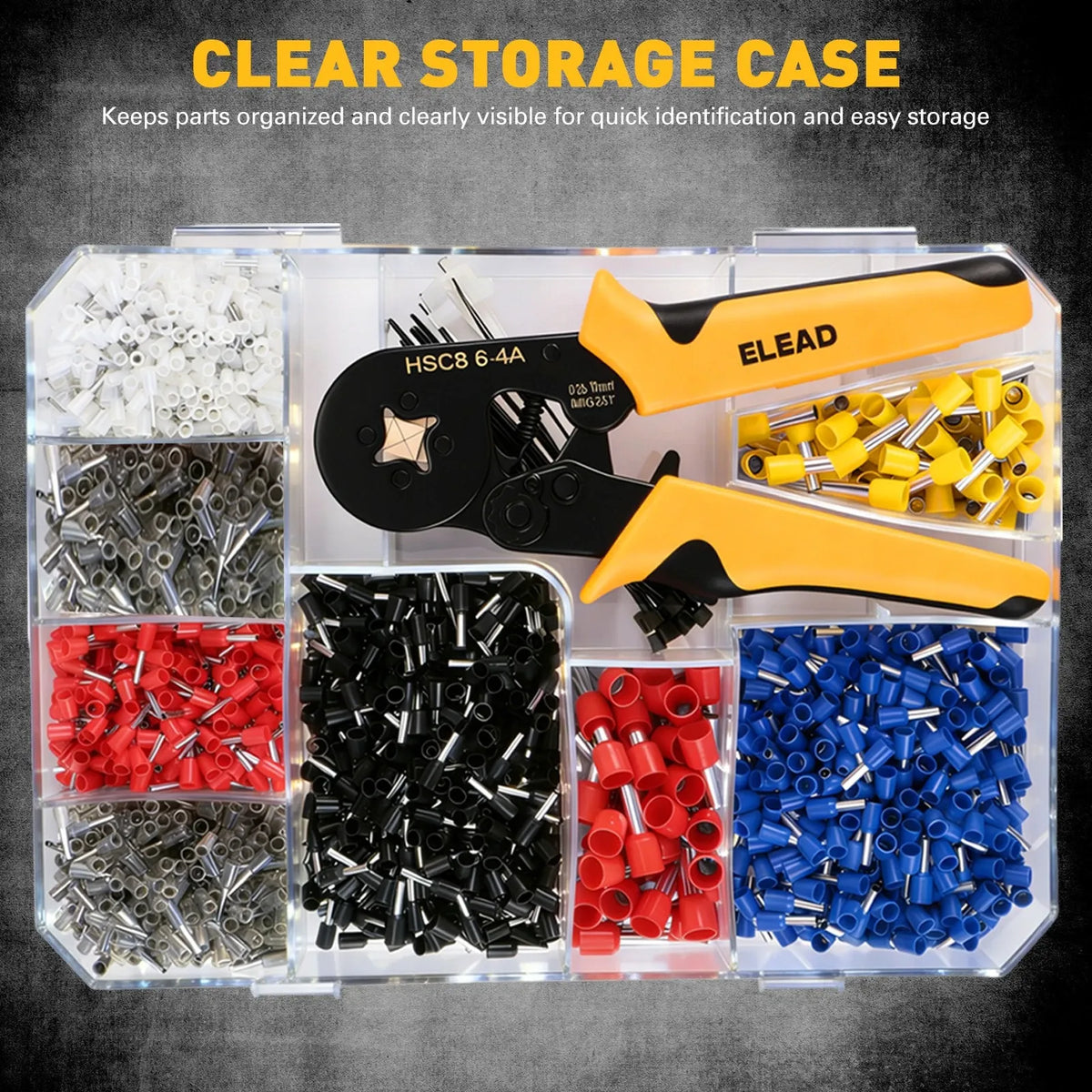 ELEAD 2180PCS Ferrule Crimping Tool Kit Wire Ferrules Ratchet Crimper AWG 23-7