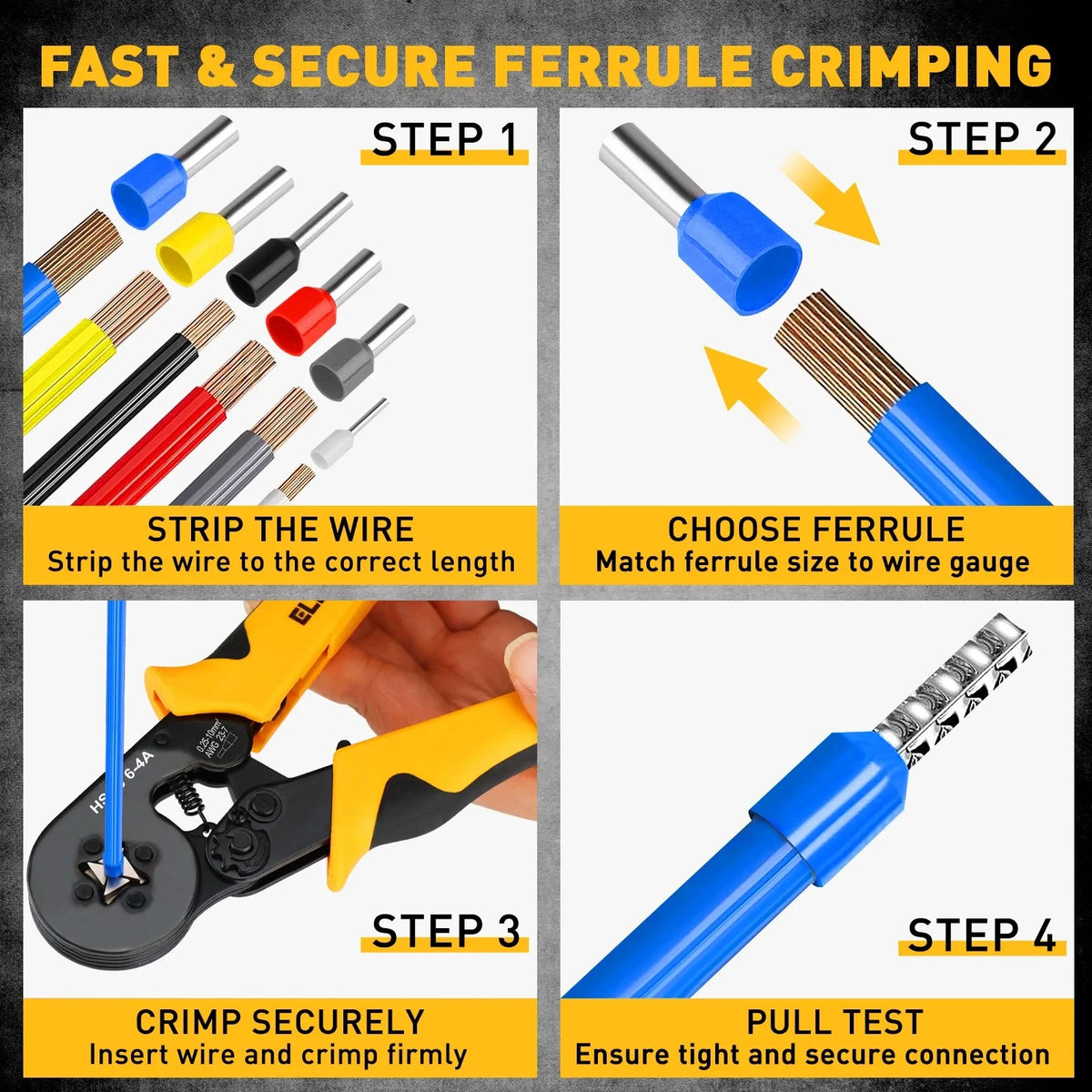 ELEAD 2180PCS Ferrule Crimping Tool Kit Wire Ferrules Ratchet Crimper AWG 23-7