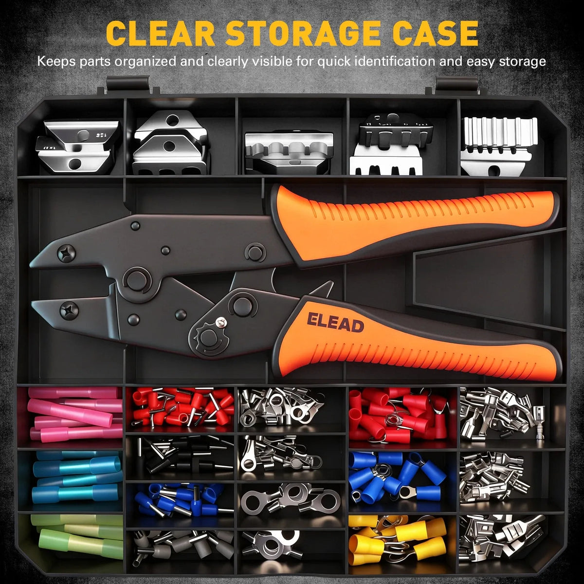200-PIece Ratchet Wire Crimping Tool Kit Ferrule Terminal Crimper Pliers 5 Jaws