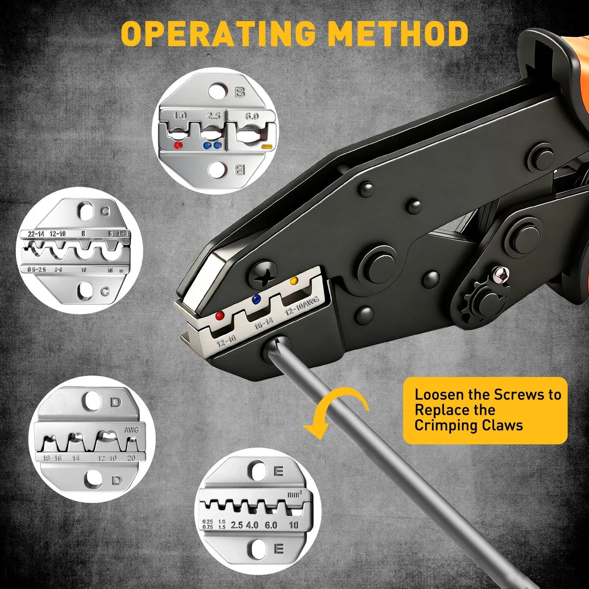 200-PIece Ratchet Wire Crimping Tool Kit Ferrule Terminal Crimper Pliers 5 Jaws