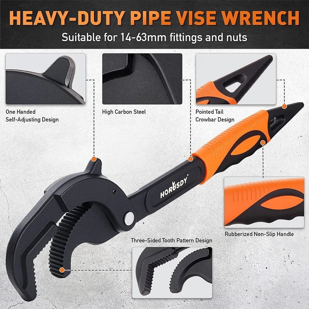 HORUSDY 2Pc Adjustable Wrench Quick Multi-Function Spanner Power Grip Pipe Set